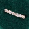 Alternating Leaves & Moissanite Wedding Band Nature Inspired Stacking Ring (6)