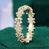 Alternating Moissanite & Emerald Wedding Ring Floral Inspired Stacking Ring (6)