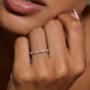 Alternating Moissanite Leaf Wedding Band Nature Inspired Stacking Promise Ring (1)