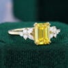 Emerald Cut Yellow Diamond Blossom Engagement Ring in Double Claw Setting (2)