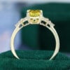 Emerald Cut Yellow Diamond Blossom Engagement Ring in Double Claw Setting (5)