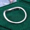 Emerald & Moissanite Curved Wedding Band Leaf Design Stacking Ring (3)