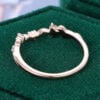Leaf Accented Diamond Curved Wedding Band For Women (5)
