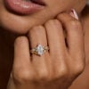Marquise Cut Lab Diamond Bridal Ring Set With Carved Leaf Band (3)