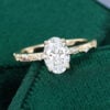 Oval Cut Lab Diamond Engagement Ring With Leaf Engraved Band (1)