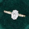 Oval Cut Lab Diamond Engagement Ring With Leaf Engraved Band (3)