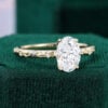 Oval Cut Lab Diamond Engagement Ring With Leaf Engraved Band (7)