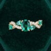 1 Carat Oval Cut Emerald Engagement Ring With Twisted Pavé Band (6)