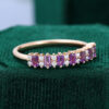 Alternating Baguette Amethyst & Round Moissanite Half Eternity Wedding Band (1)