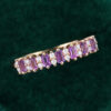 Alternating Baguette Amethyst & Round Moissanite Half Eternity Wedding Band (2)