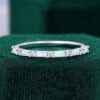 Alternating Baguette Opal & Round Moissanite Wedding Band Half Eternity Stacking Ring (3)