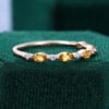 Alternating Citrine & Diamond Wedding Band Half Eternity Stacking Ring (2)