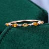Alternating Citrine & Diamond Wedding Band Half Eternity Stacking Ring (4)