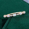 Alternating Marquise Natural Opal & Round Diamond Wedding Band Half Eternity Stacking Ring (9)