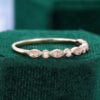 Alternating Moonstone & Natural Opal Wedding Band Half Eternity Stacking Ring(2)