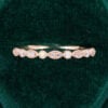 Alternating Moonstone & Natural Opal Wedding Band Half Eternity Stacking Ring(6)