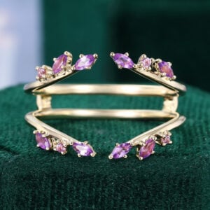 Amethyst Open Wedding Band Curved Enhancer Stacking Ring