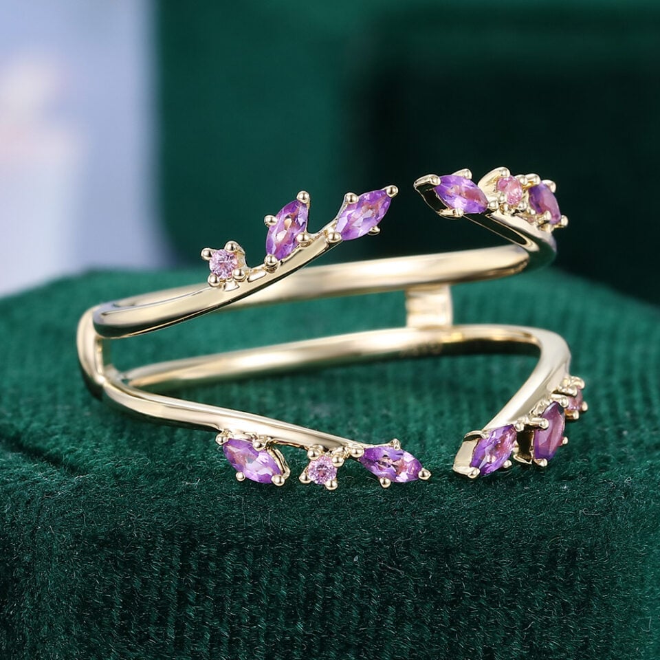 Amethyst Open Wedding Band Enhancer Stacking Ring (7)