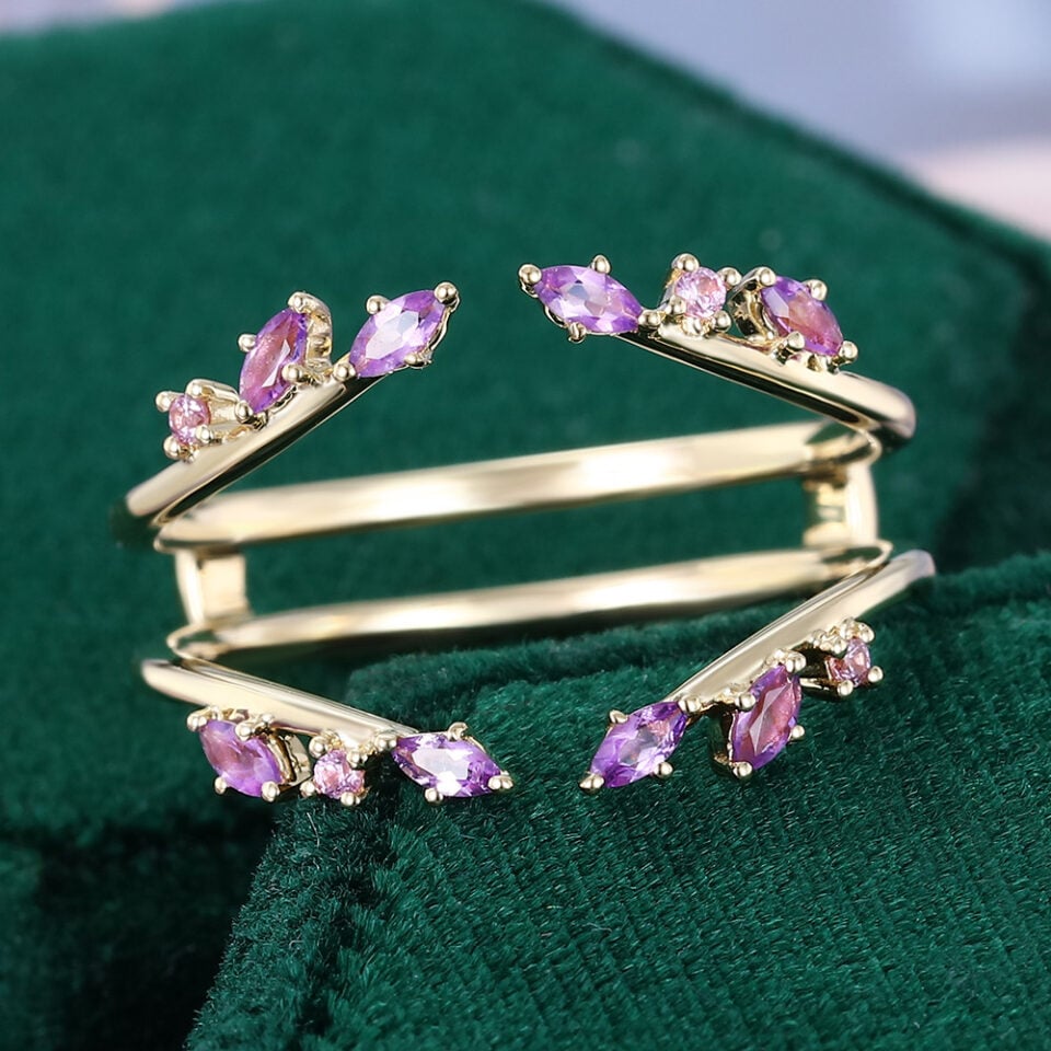 Amethyst Open Wedding Band Enhancer Stacking Ring (8)