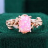 Emerald Cut Lab Pink Opal Engagement Ring With Moissanite Accents (4)