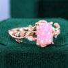 Emerald Cut Lab Pink Opal Engagement Ring With Moissanite Accents (5)
