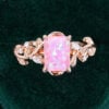 Emerald Cut Lab Pink Opal Engagement Ring With Moissanite Accents (6)