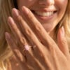 Filigree Floral Halo Vintage Long Hexagonal Pink Opal Engagement Ring With Milgrain Accents (2)