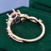 Hexagon Cut Amethyst Engagement Ring Split Shank Leaf Promise Ring (3)