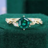 IvyFlow Hexagon Gold Emerald Engagement Ring for Women in Yellow Gold