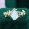 Kite Cut Lab Opal Engagement Ring With Emerald Accents (8)