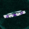 Leaning Marquise Amethyst Cluster Wedding Band Half Eternity Matching Ring (3)