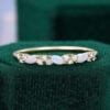 Leaning Natural Opal Cluster Wedding Band Half Eternity Matching Ring (2)