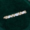 Leaning Natural Opal Cluster Wedding Band Half Eternity Matching Ring (5)