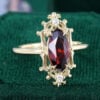 Marquise Cut Garnet Engagement Ring Lily Filigree Halo Promise Ring (1)