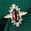 Marquise Cut Garnet Engagement Ring Lily Filigree Halo Promise Ring (4)