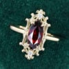 Marquise Cut Garnet Engagement Ring Lily Filigree Halo Promise Ring (6)