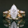 Marquise Cut Moissanite Bridal Ring Set Nature Themed Leaf Wedding Ring Set
