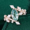 Marquise Cut Moss Agate Engagement Ring With Unique Bypass Shank (1)
