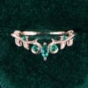 Marquise & Round Cut Emerald Curved Wedding Band Nature Inspired Stacking Ring (3)