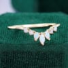 Natural Opal Curved Wedding Band Stacking Anniversary Ring (5)