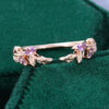 Nature Inspired Amethyst Open Curved Wedding Band Stacking Ring (4)