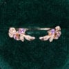 Nature Inspired Amethyst Open Curved Wedding Band Stacking Ring (5)