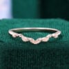 Nature Inspired Solid Curved Wedding Band Stackable Leaf Ring