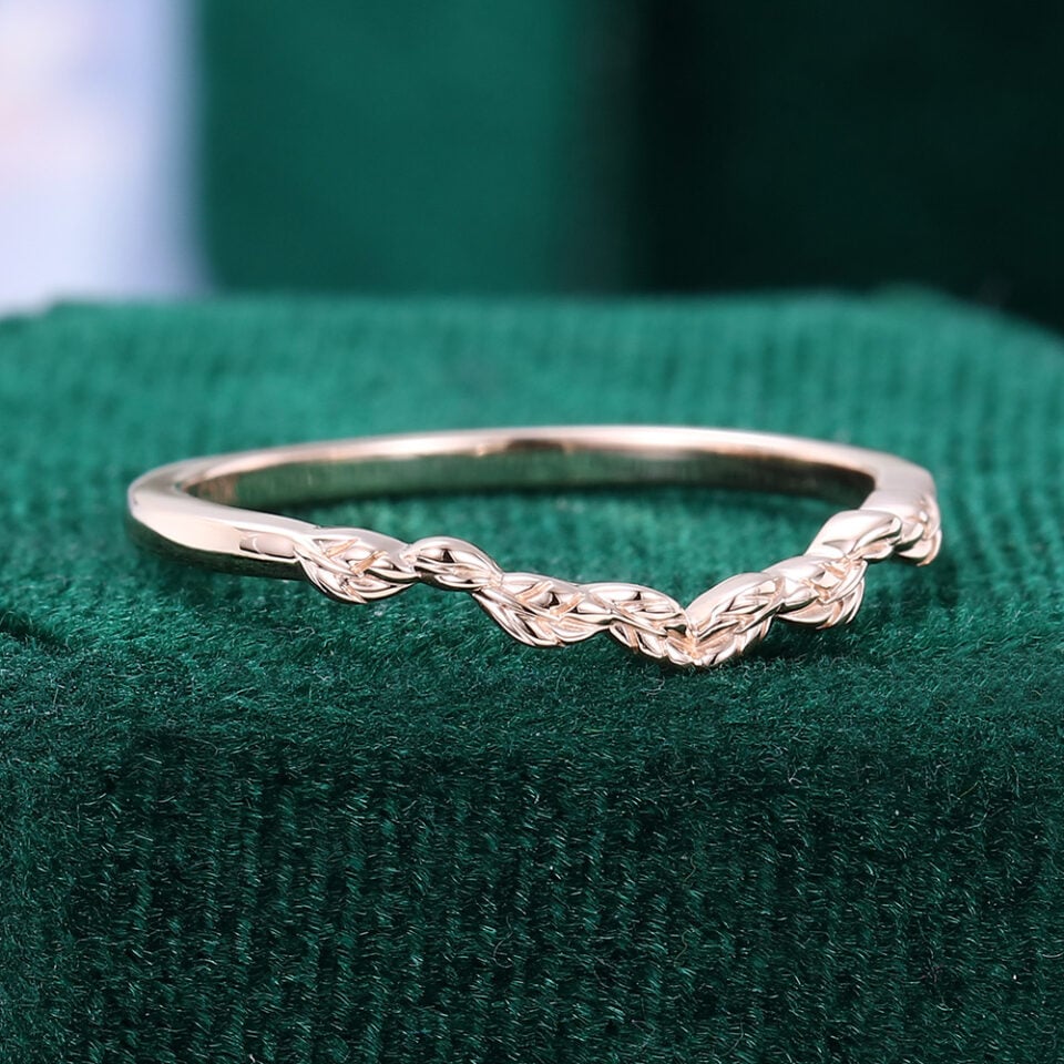 Nature Inspired Solid Curved Wedding Band Stacking Ring (1)