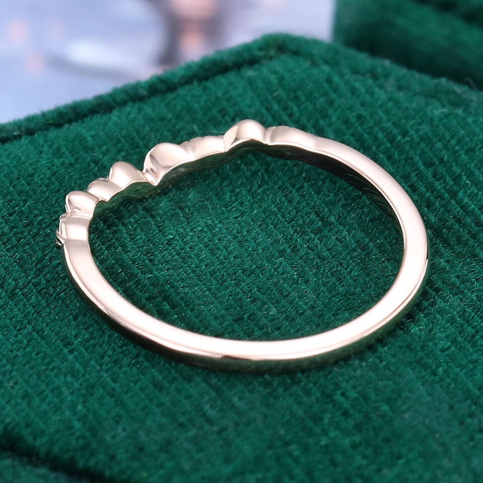 Nature Inspired Solid Curved Wedding Band Stacking Ring (2)