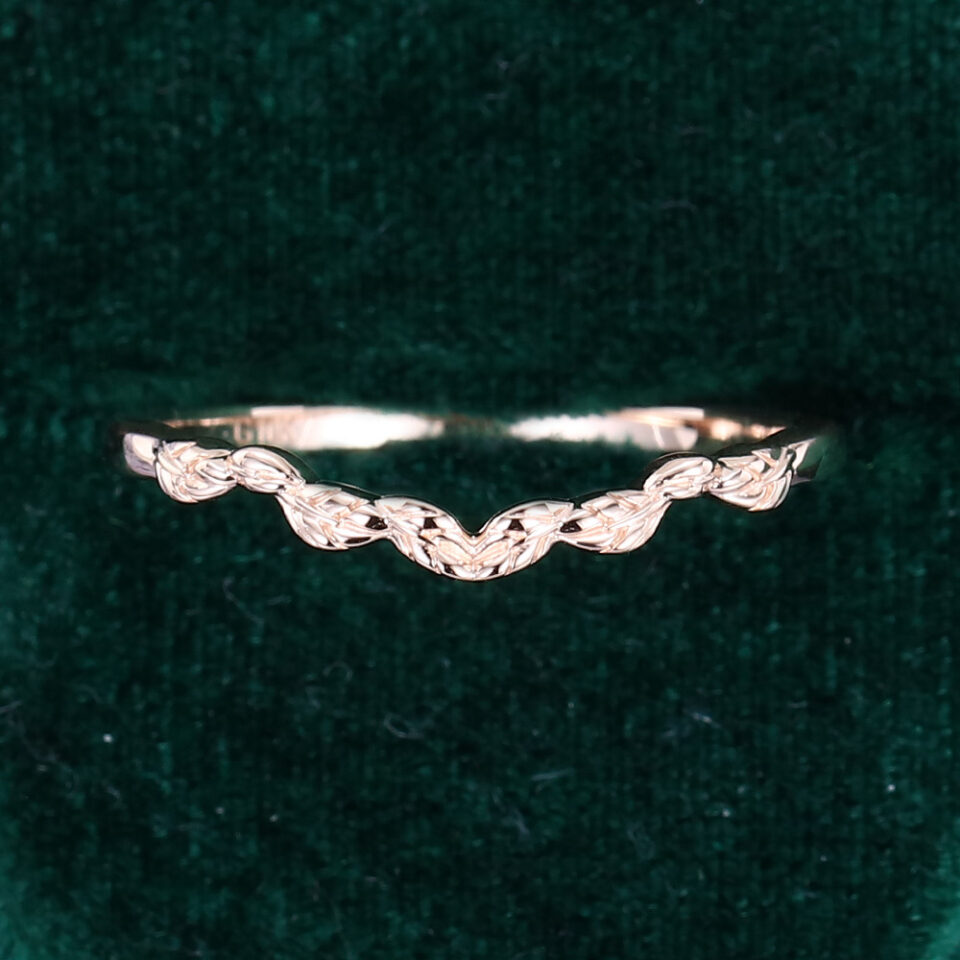 Nature Inspired Solid Curved Wedding Band Stacking Ring (3)