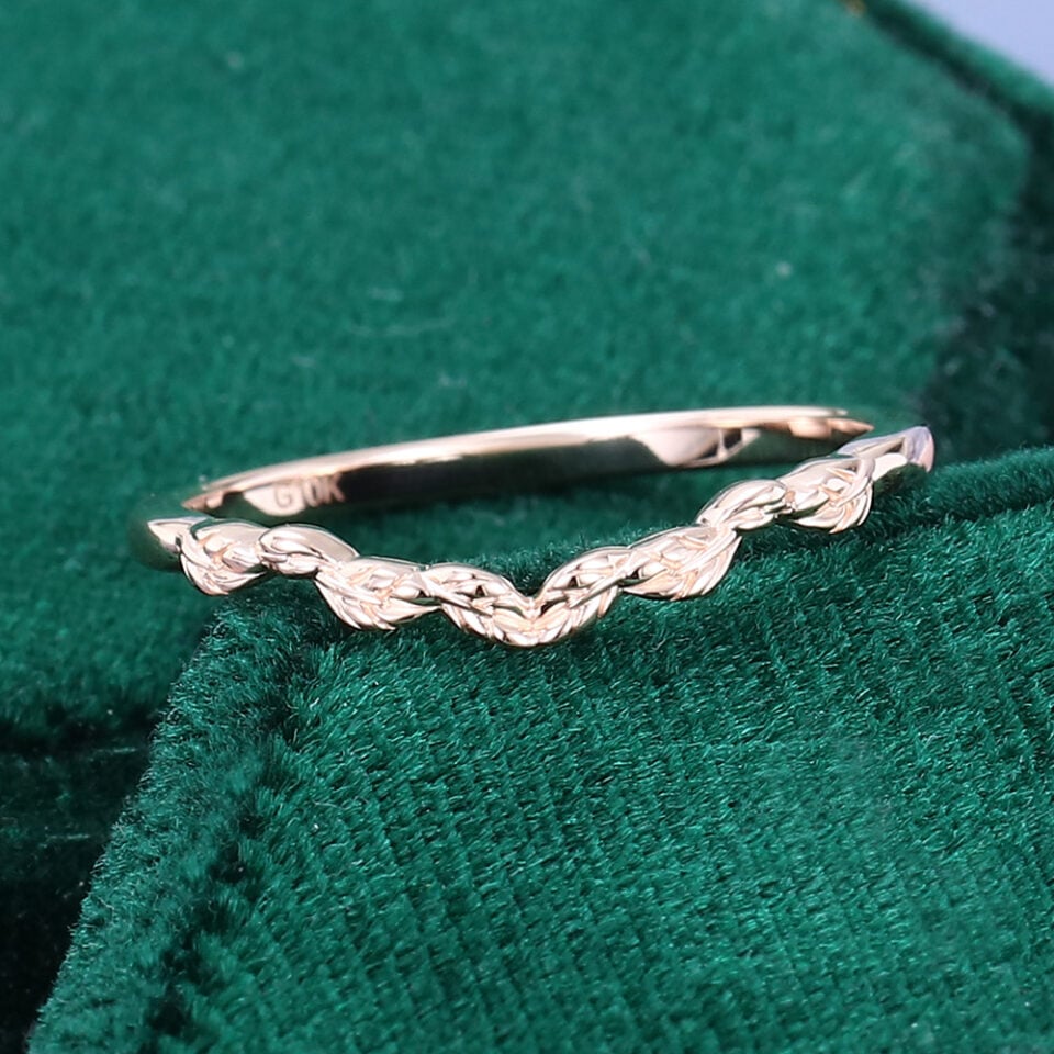 Nature Inspired Solid Curved Wedding Band Stacking Ring (5)