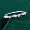 Nature Inspired Wavy Marquise Natural Opal Wedding Band Half Eternity Leaf Ring (5)