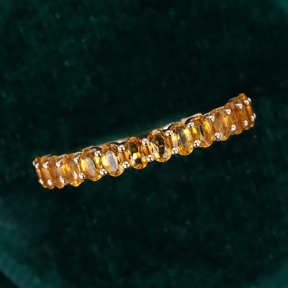 Oval Cut Citrine Wedding Band Half Eternity Stacking Ring (1)