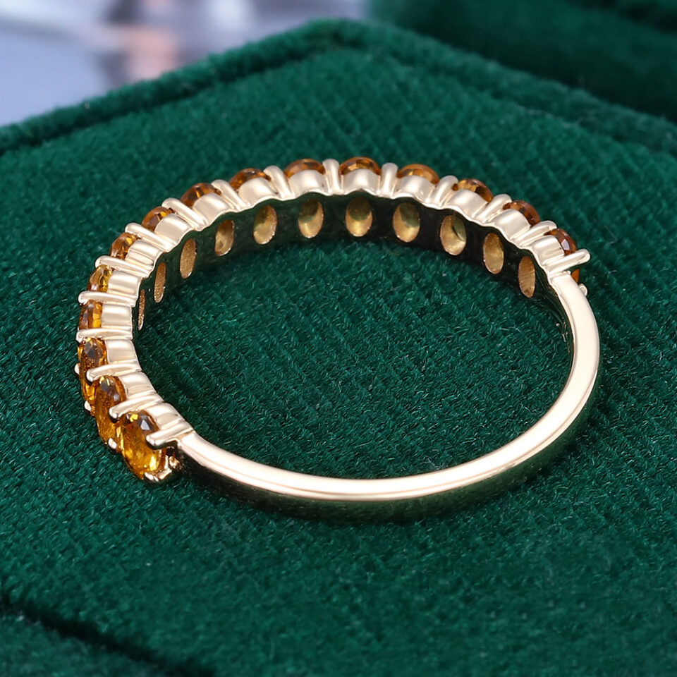Oval Cut Citrine Wedding Band Half Eternity Stacking Ring (6)